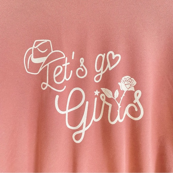 Bella + Canvas Fleece Collection LET’S GO GIRLS Pink Crewneck Sweatshirt - Picture 2 of 5